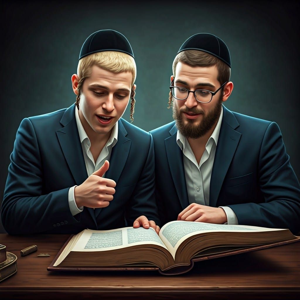 Ultra-Orthodox Youths Study Torah: Digital Art