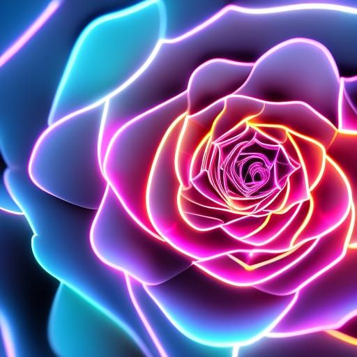 neon lighting crystal glowing rose intricate details, HDR, beautifully ...