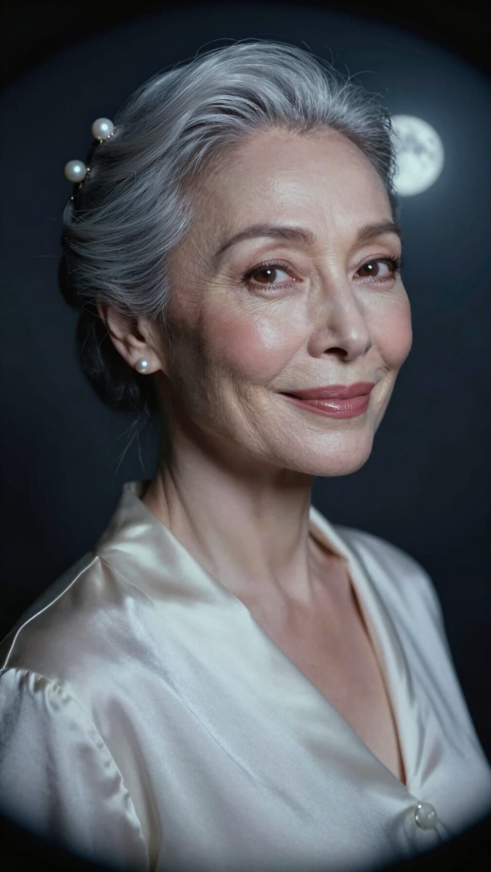 Introspective Portrait of a Woman in Moonlight