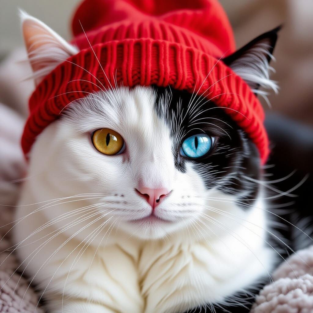 Bicolor Cat With Pink and Black Eyes