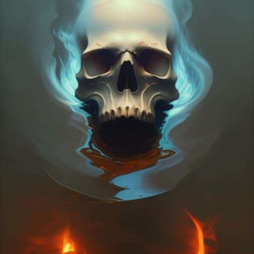 Skull, water, fire.