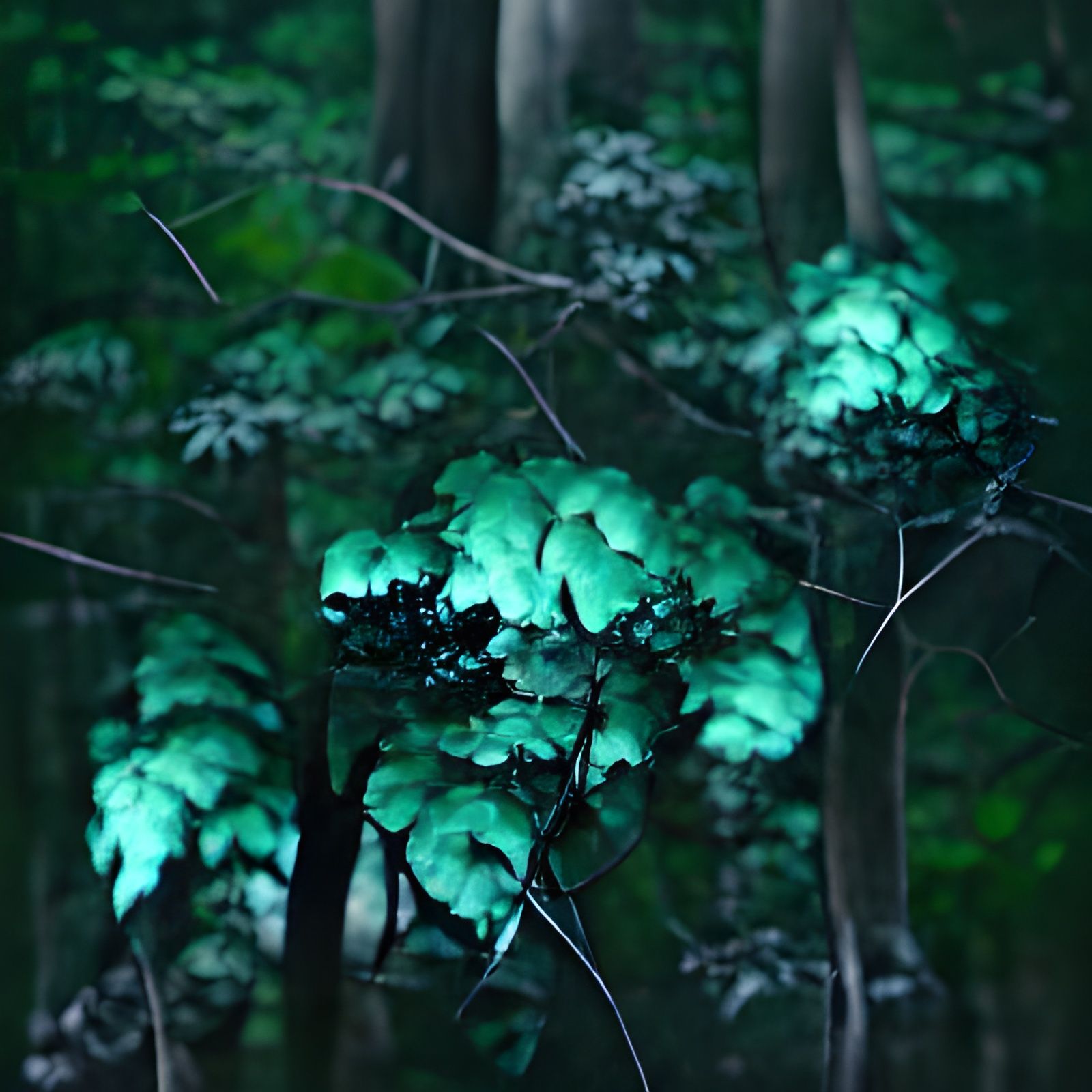 Mystic forest green glow