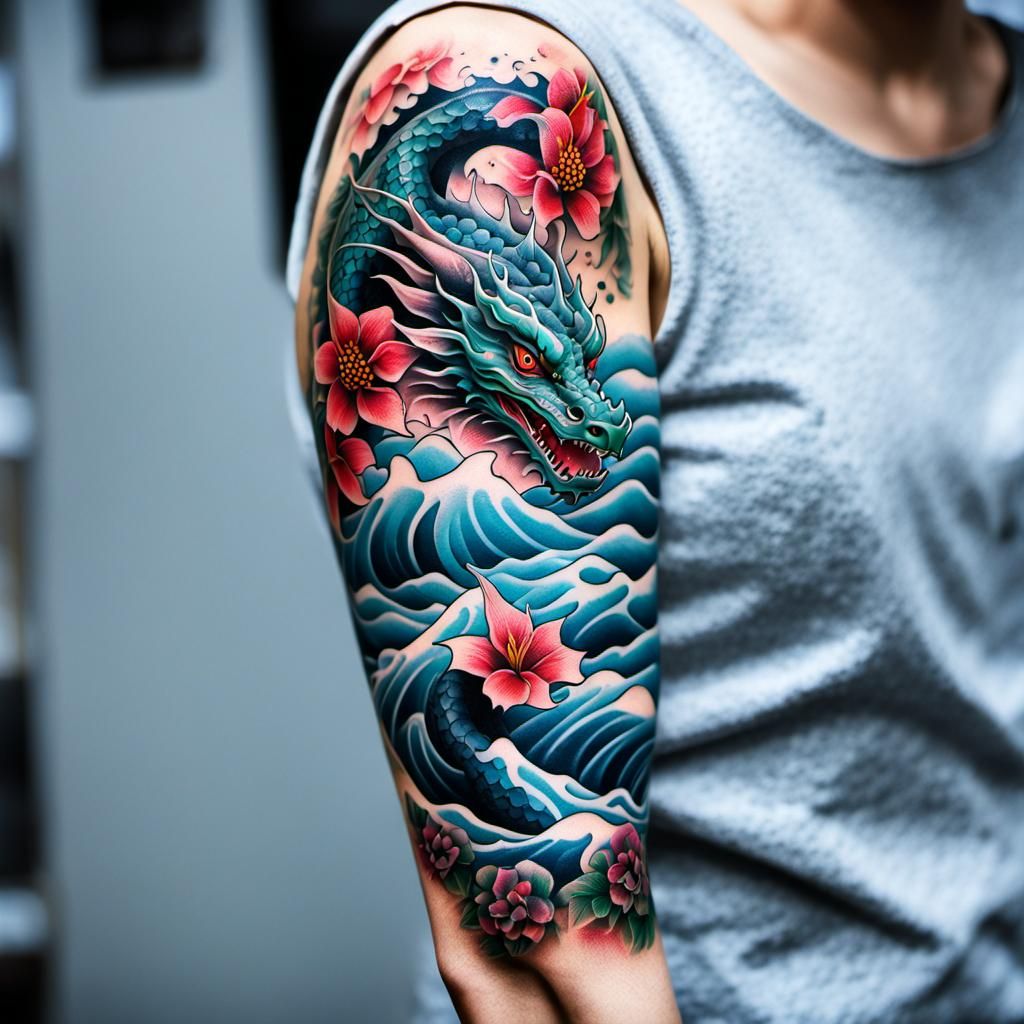 Woman with Tattoo Sleeve