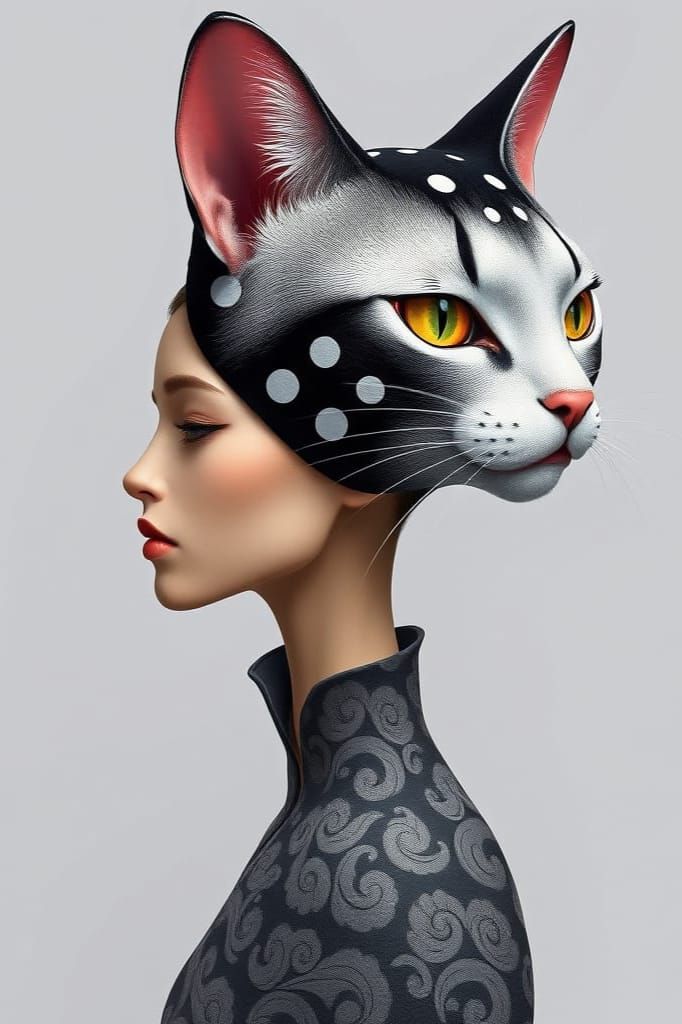 Cat Human Connection 🐈‍⬛  by @AIUrbanTemple