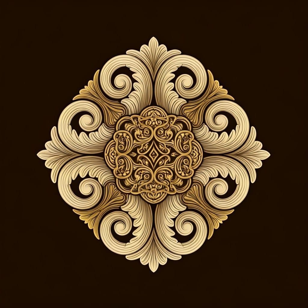 Luxurious Baroque Crest in Warm Gold and Ivory