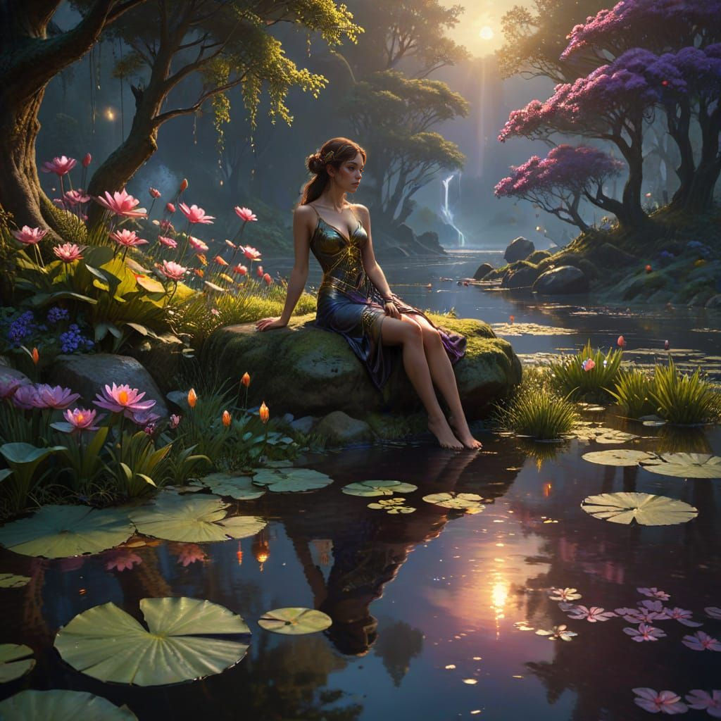 Moonlit Serenity: Mystical Pond Scene in 8K Hyper-Realistic ...