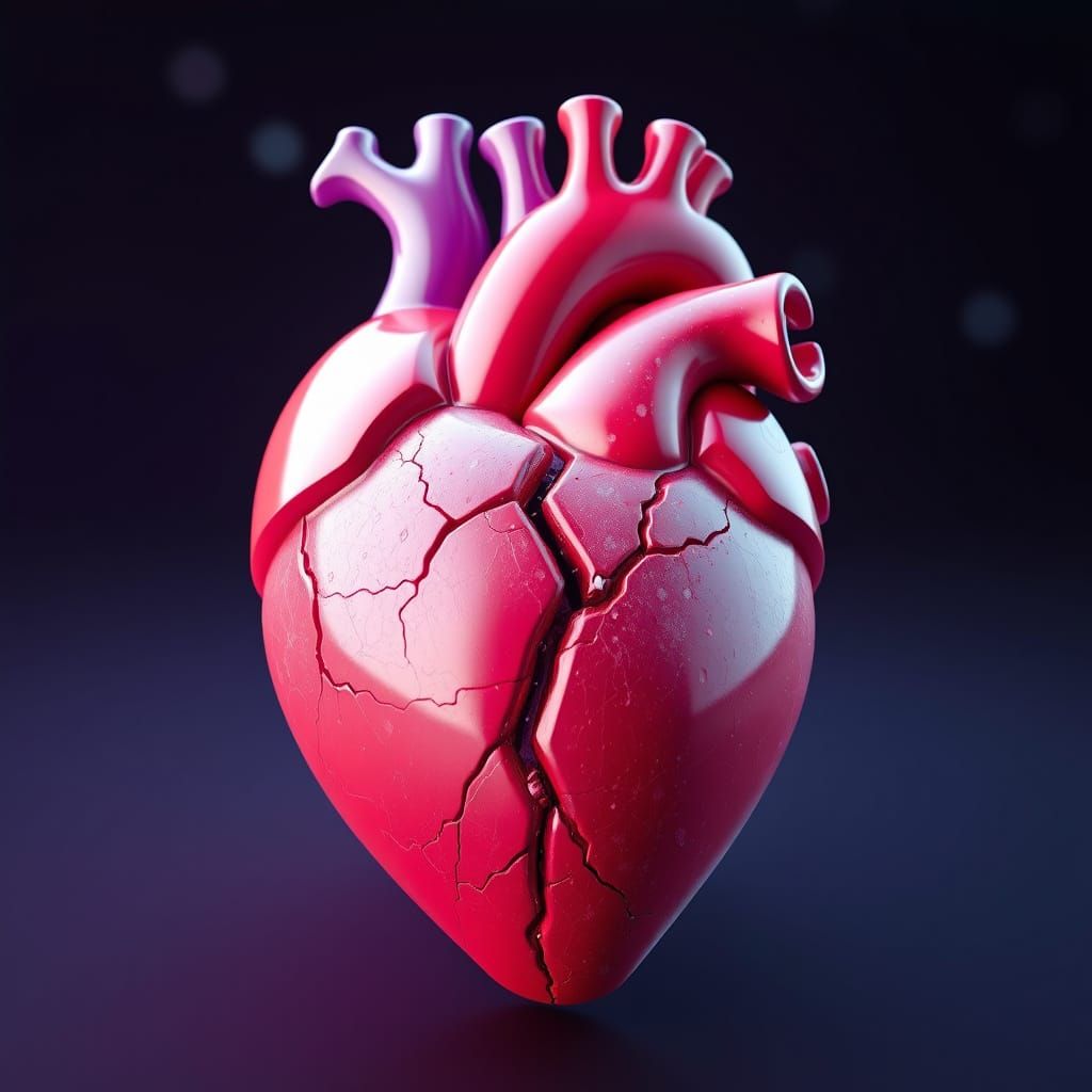 3D Heart Divided with Vibrant Colors