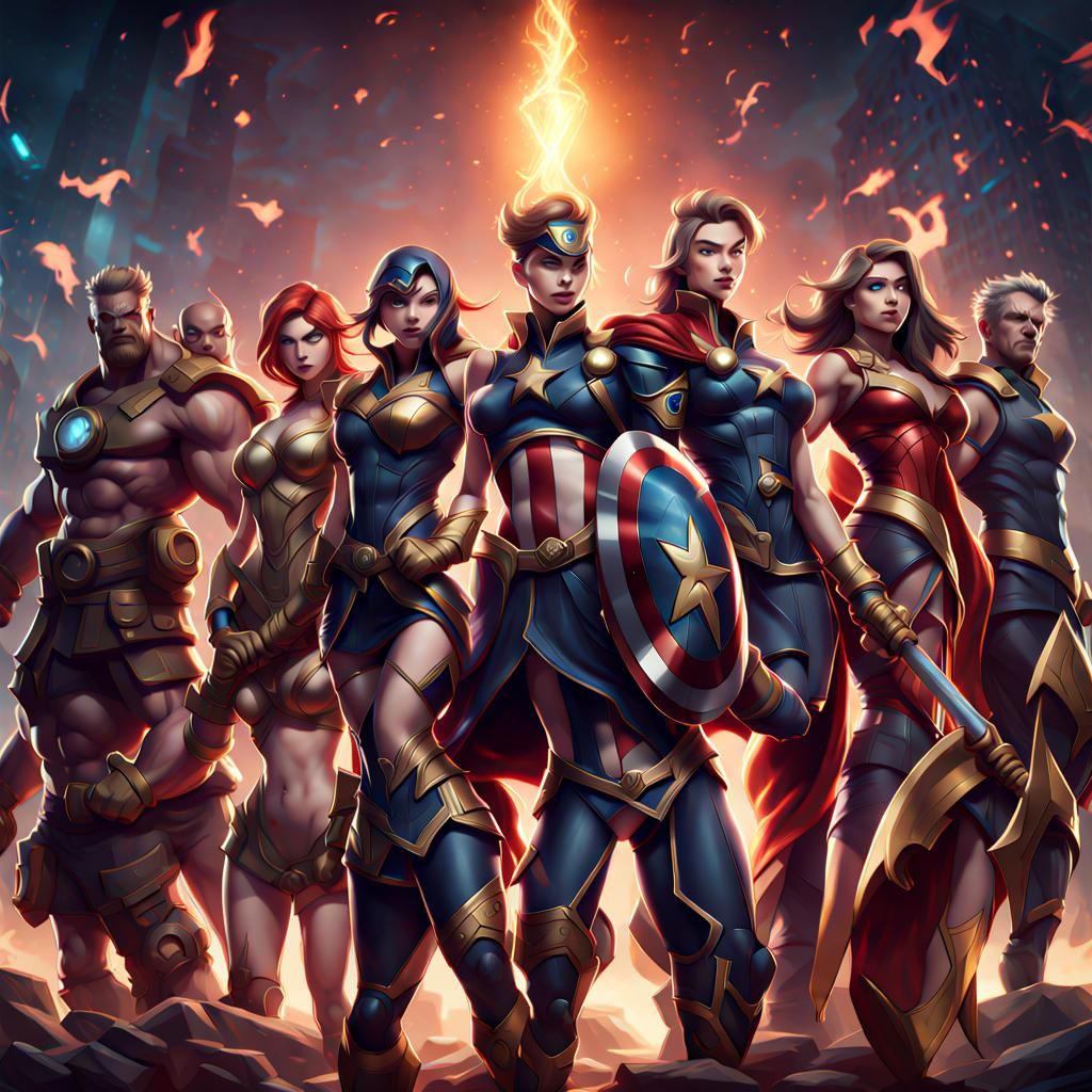 League of Legends, justice, avengers, squad, cheer, marvel d...