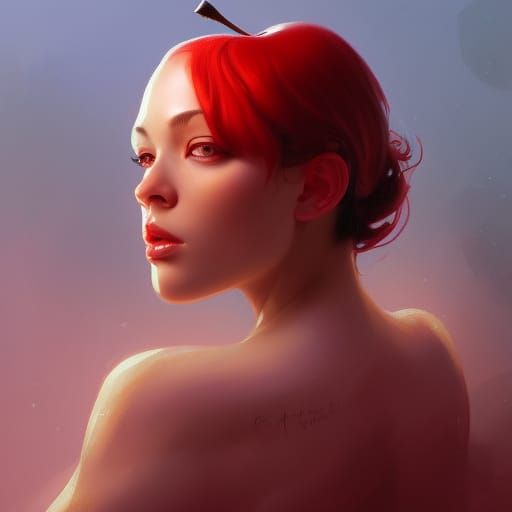 Shiny lady in red Apple - AI Generated Artwork - NightCafe Creator