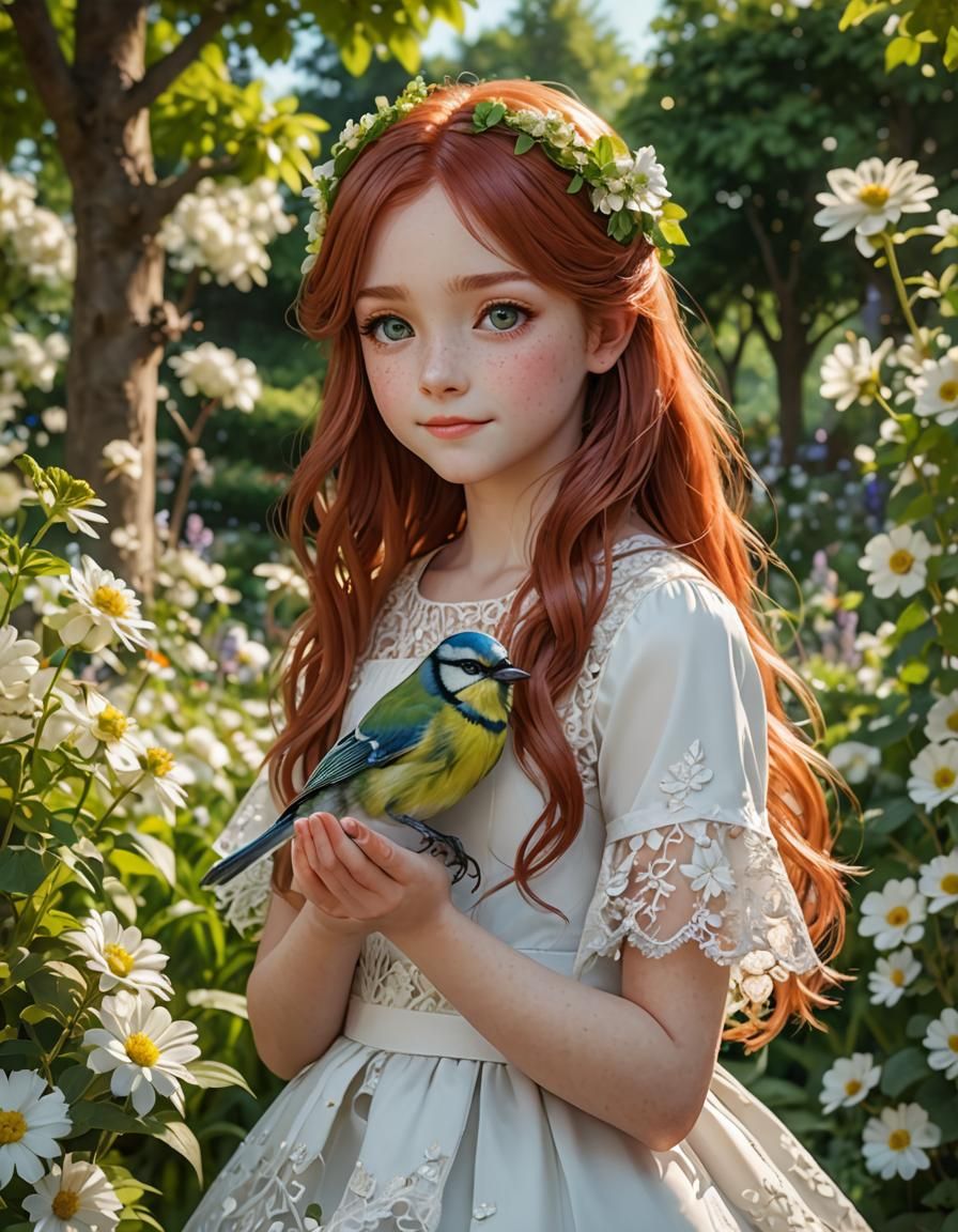 Girl with bird