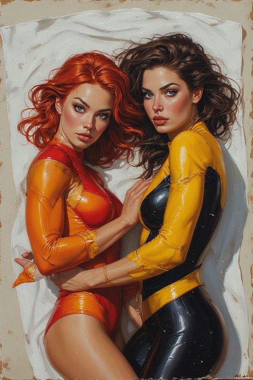 Phoenix and Shadowcat Sunbathing