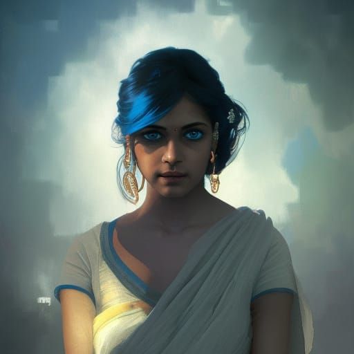 Real indian girl with blue eyes