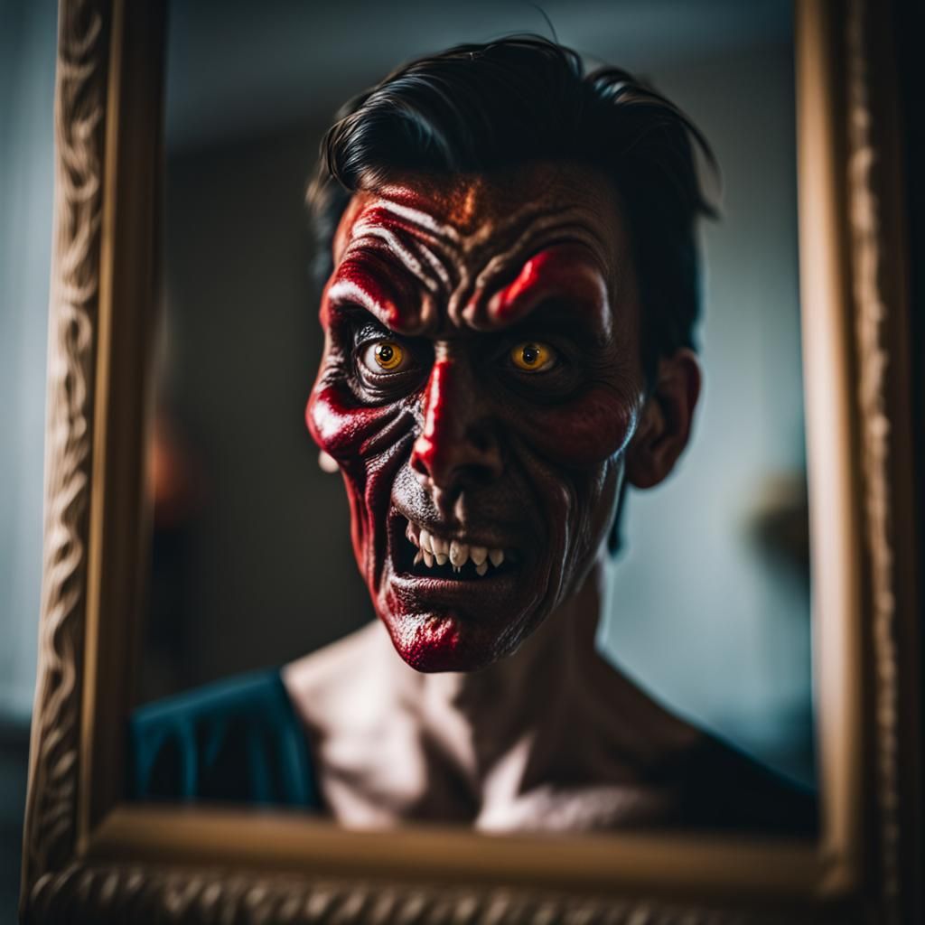 Self-reflection in the mirror