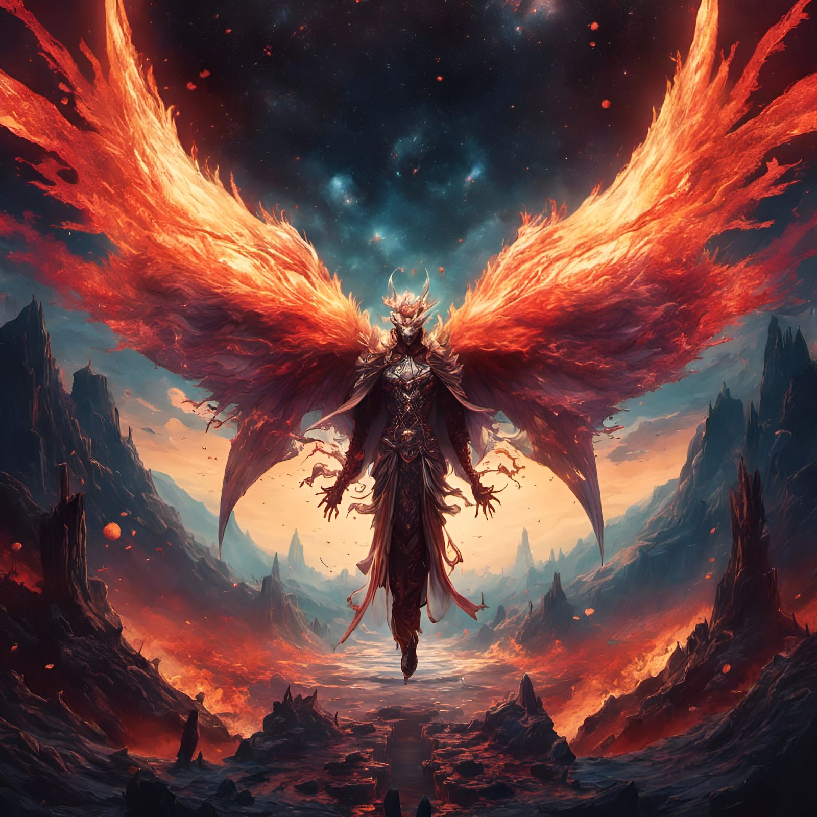 demonic phoenix deity - AI Generated Artwork - NightCafe Creator