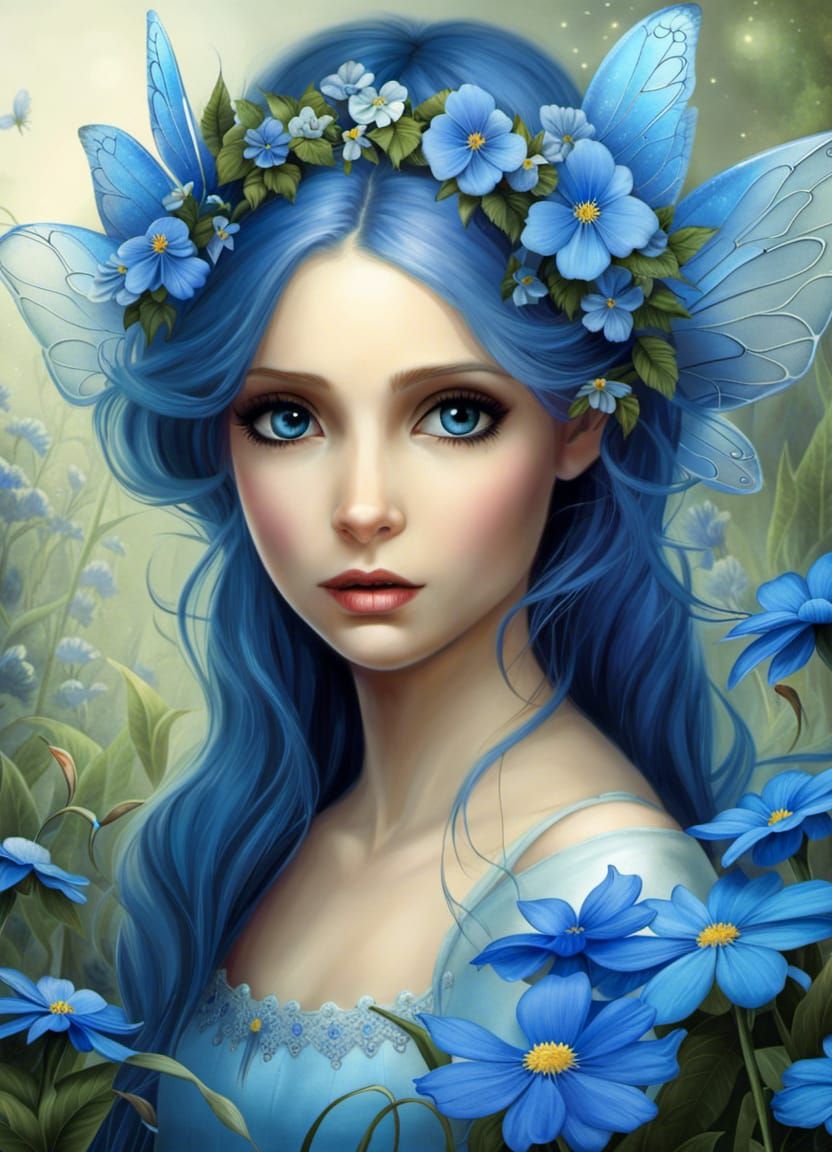 Bleu Fairy Is Feeling Blue Today - Ai Generated Artwork - Nightcafe Creator