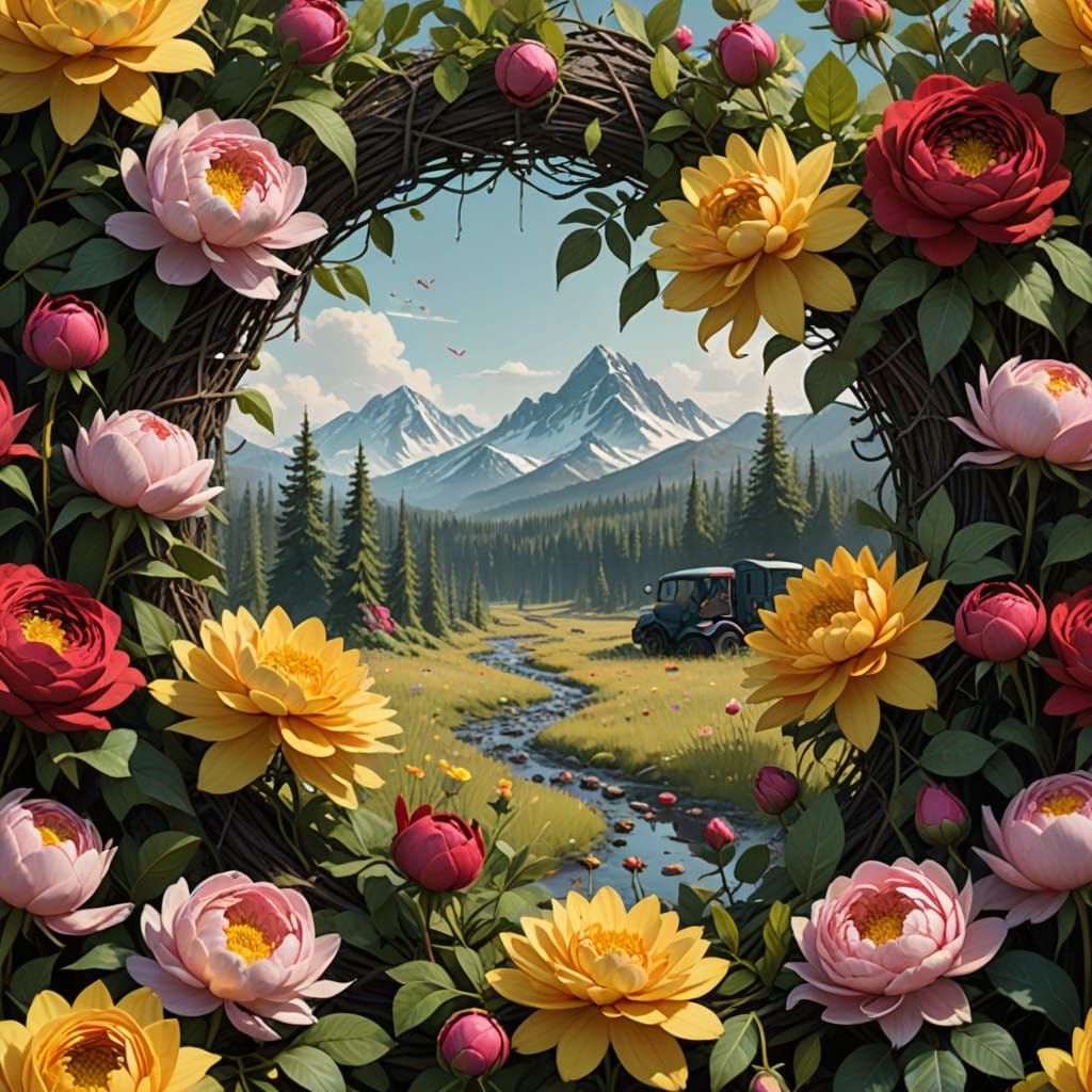 A stunning view through a flower wreath.  by @Suz