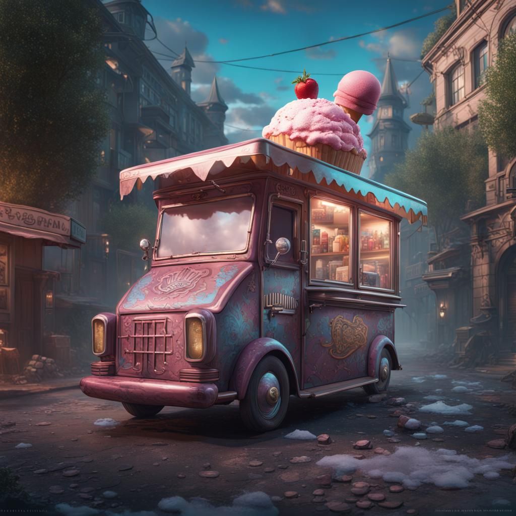 Splice Cream Truck of Terror AI Generated Artwork NightCafe Creator