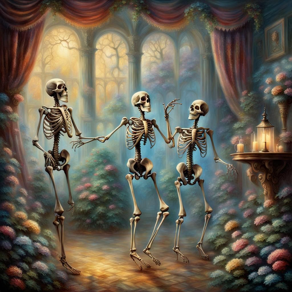 Skeletons dancing. 