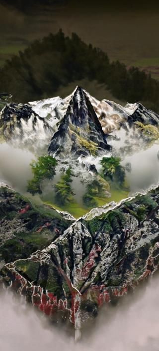 Beautiful misty mountain landscape