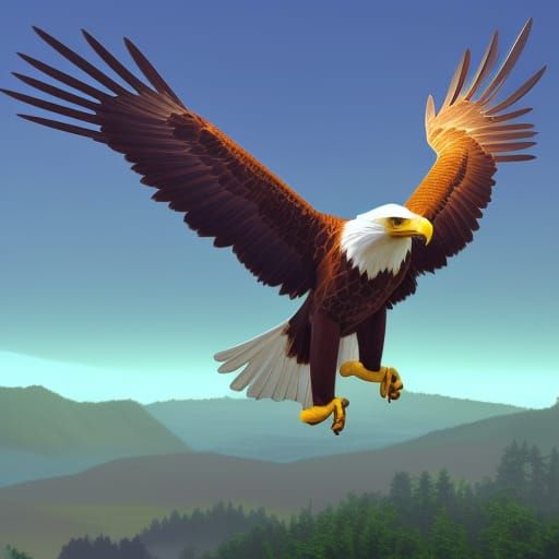 an Eagle in flight full wingspan