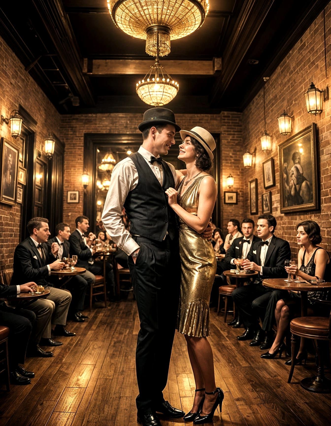 A nighttime 1920s speakeasy  by @argentino 