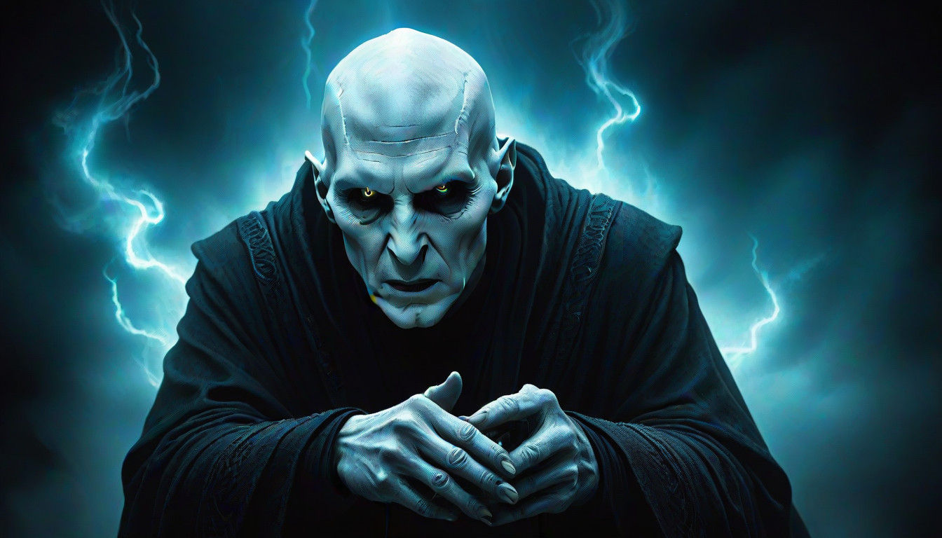 Evil Lord Voldemort's Intense Portrait in Dark Fantasy Style