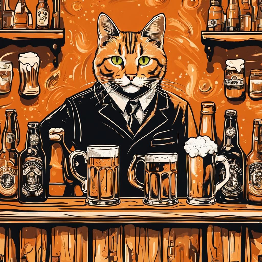 feline bartender  by @eliza bennet