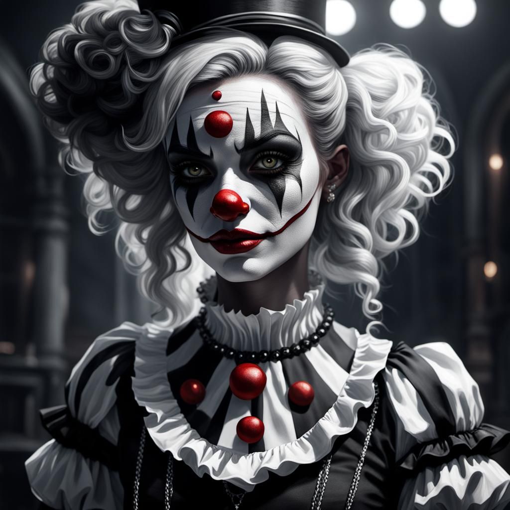 Black White Red Clown  by @Quibbles