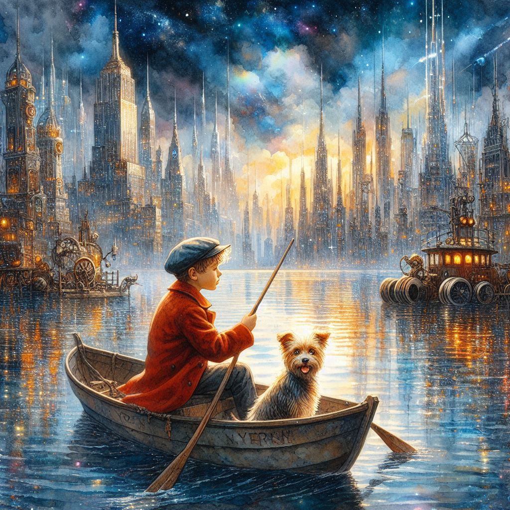 A boy and his dog going for a boat ride