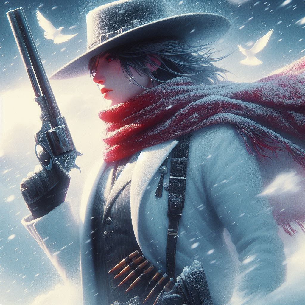 White gunslinger woman