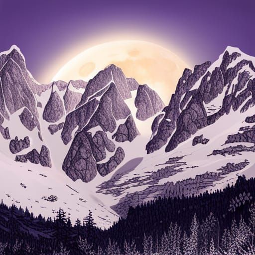 side to side dark moutains, hyperdetailed backlighting white...