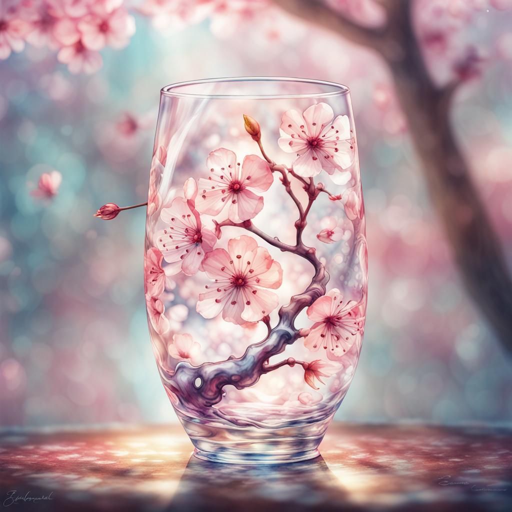 Cherry Blossoms In A Glass  by @BL0550M