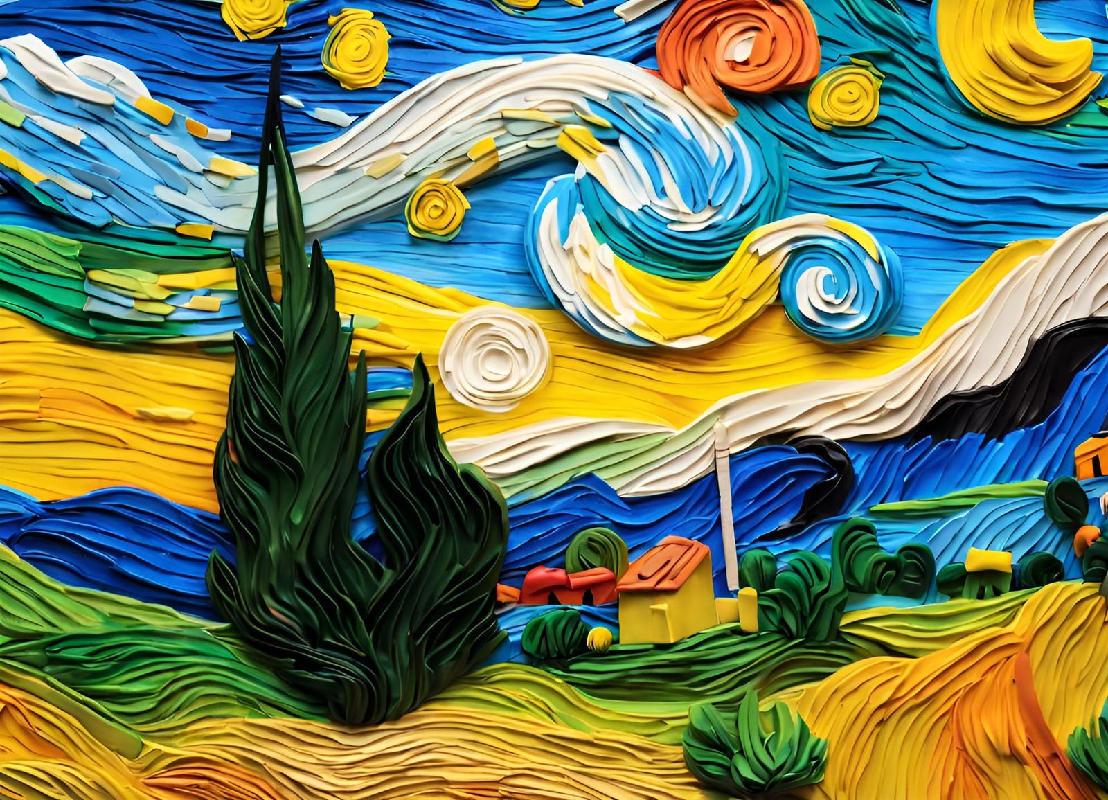 Plasticine starry night