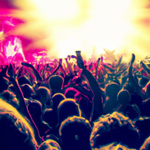 Colorful crowd at a concert