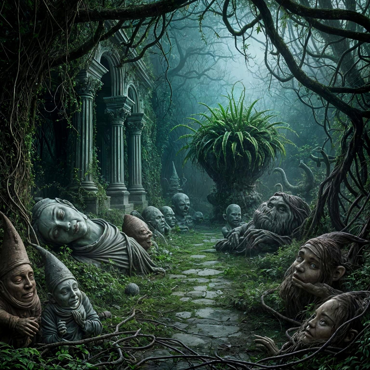 Garden gnome graveyard  by @Lilsilverfish