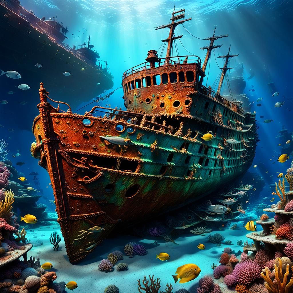 rusty hull teeming with marine life  by @bronfoth