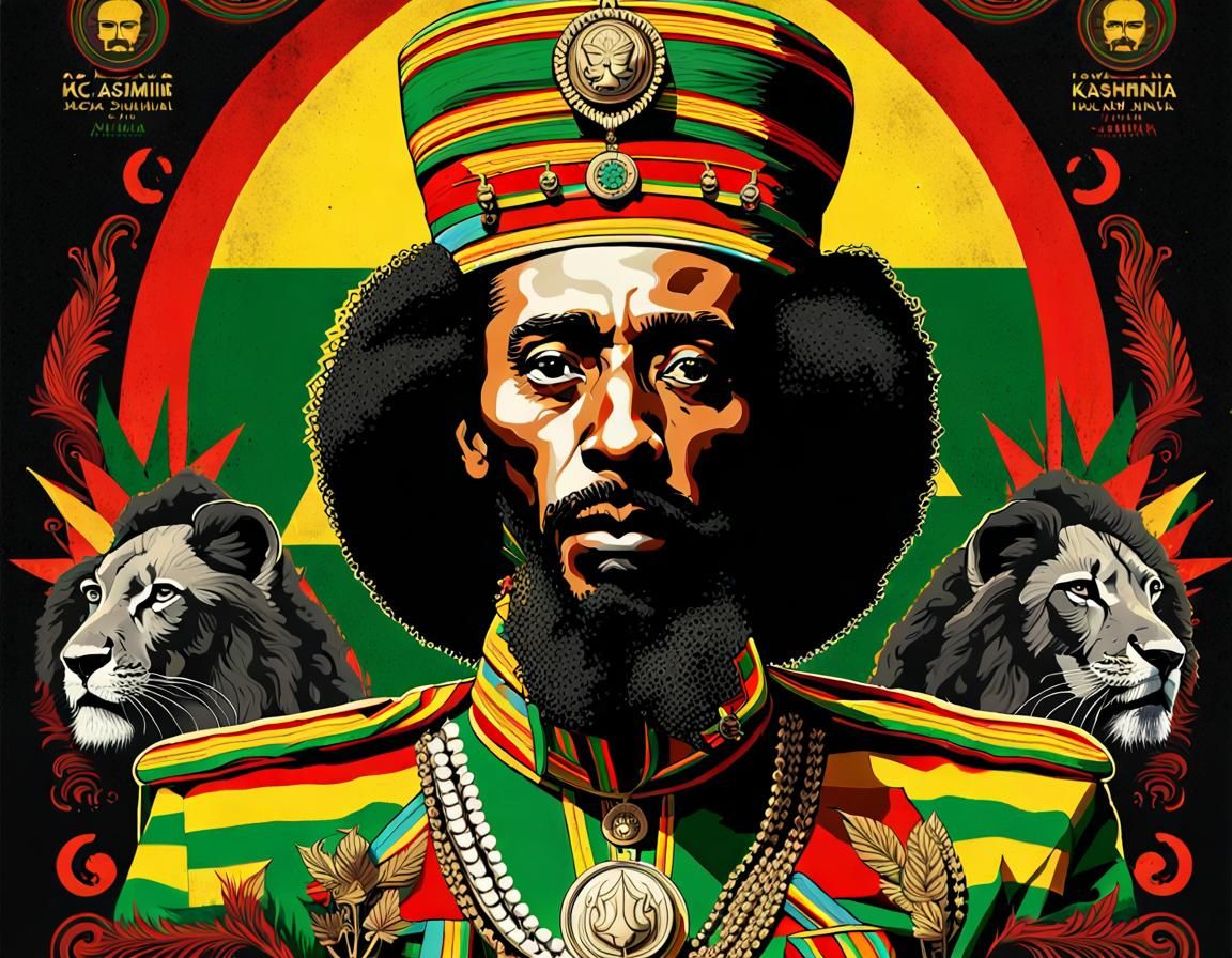 Haile Selassie I as Cyberpunk Rastafari Icon - AI Art