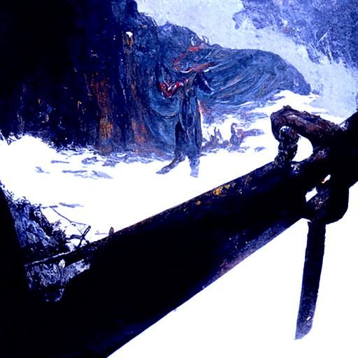 Blade forging on snowy area