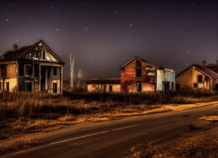 Abandoned Town at night
