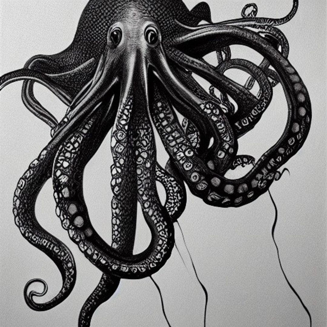 Giant octopus under water surface hyperrealism photorealism oil on ...