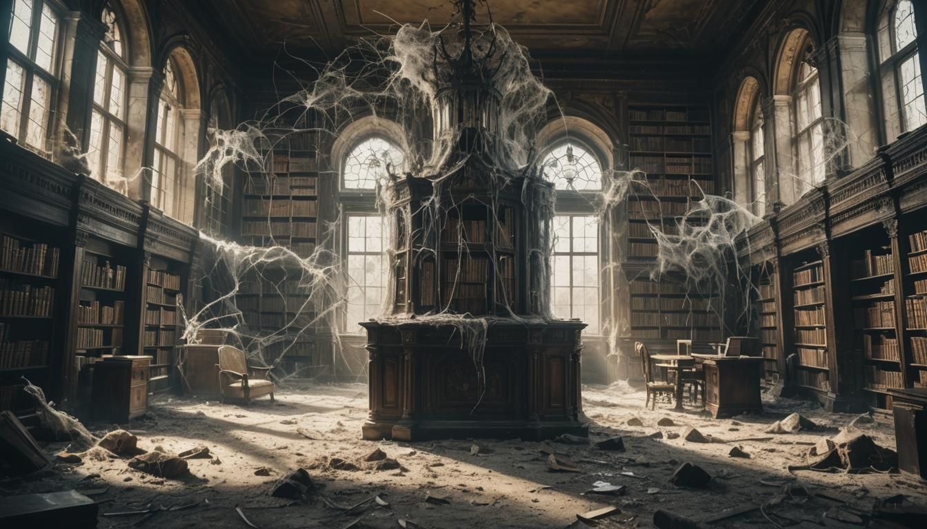 abandoned castle library  by @AngelWings24