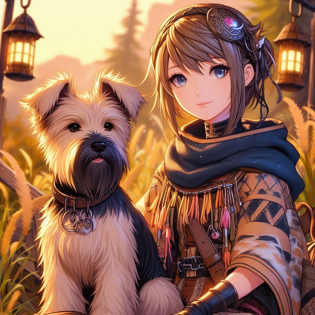 Rikku and a Wheaton terrier.