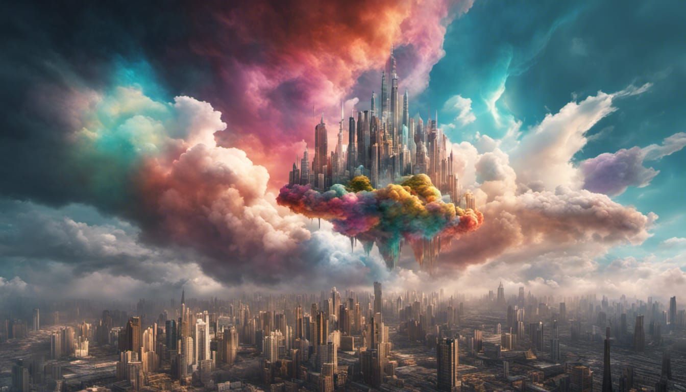 colorful cloud-city in the sky  by @FTGBear