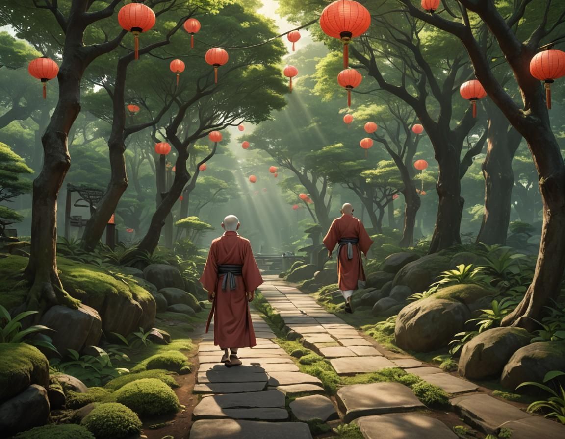 Japanese monks on the path of serenity