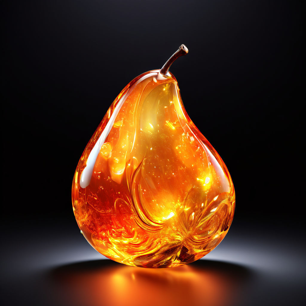 A pear made of fire-opal