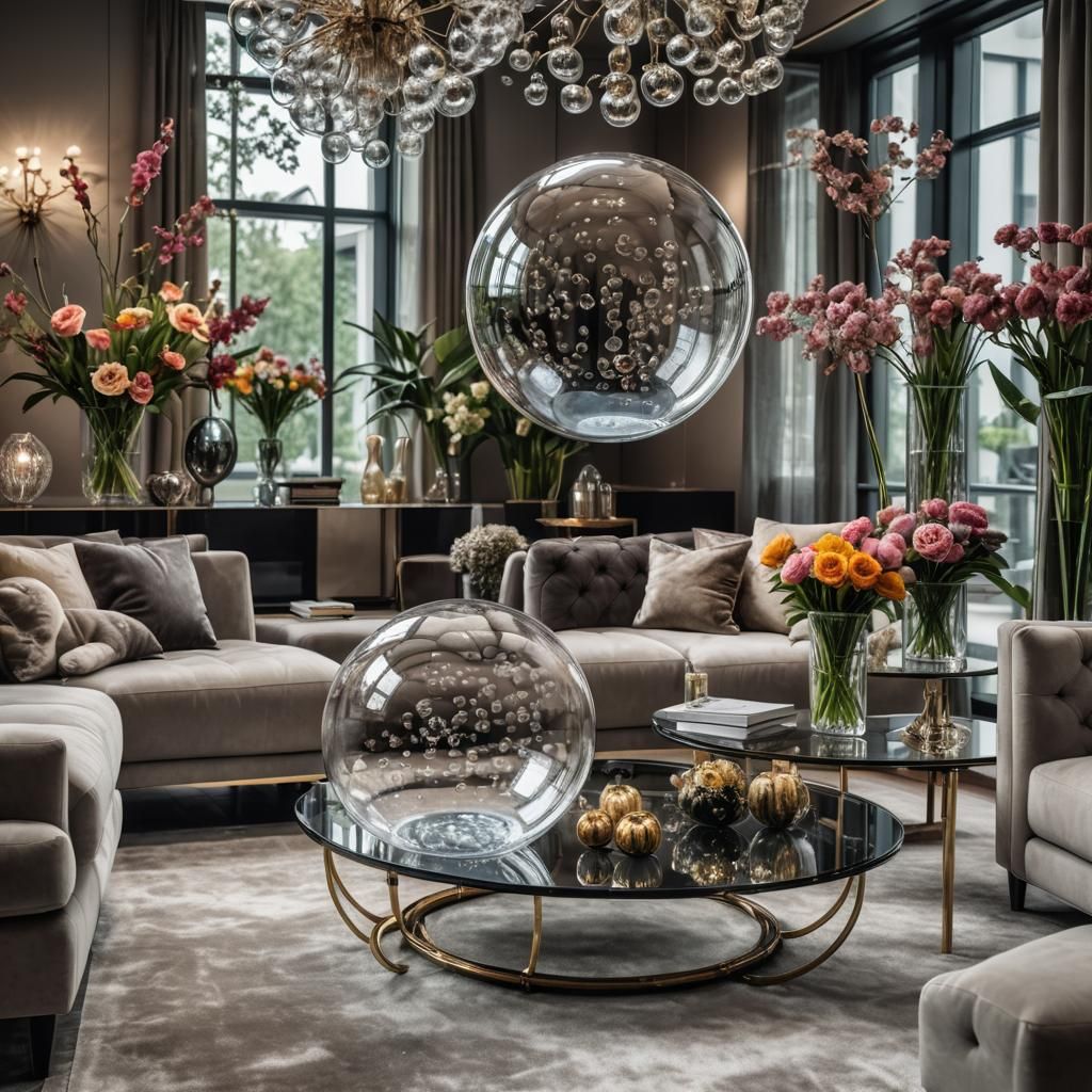 Modern Glass Living Room with Bubble Furniture