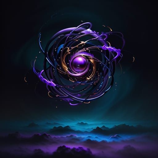 Surreal Figure Floating in Dreamlike Abstract Expressionism