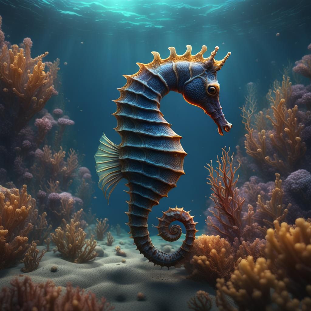 seahorse in the ocean swimming