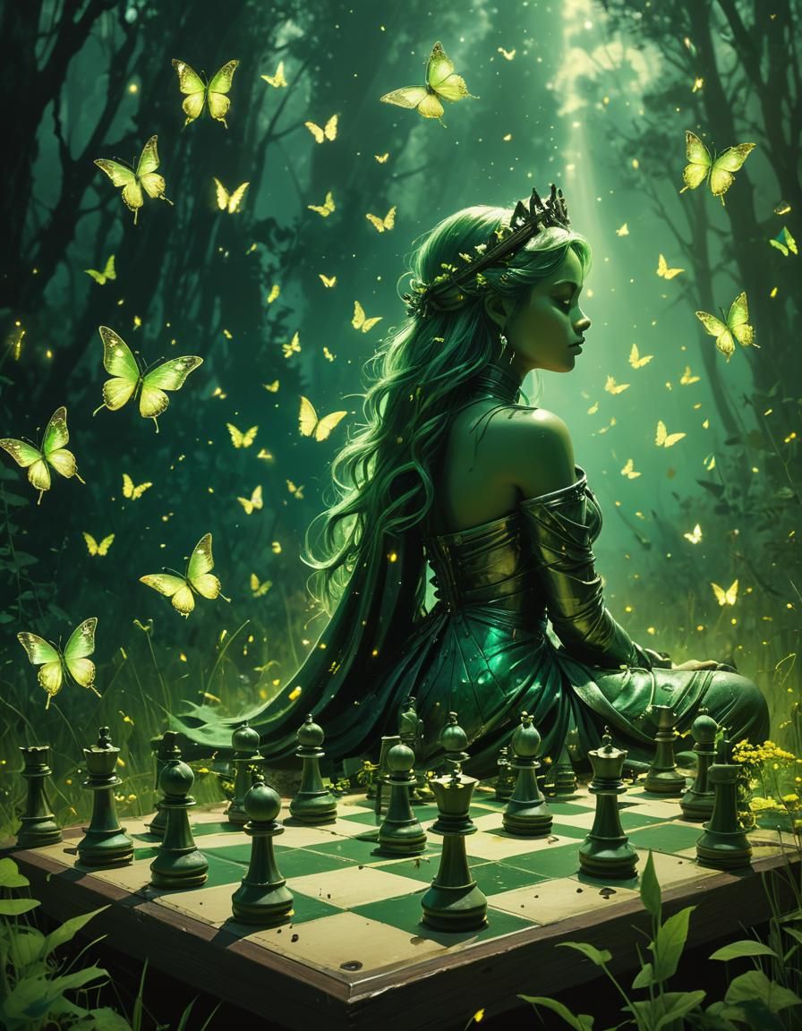 Airy Green Chess O8  by @Zamb AI Creations