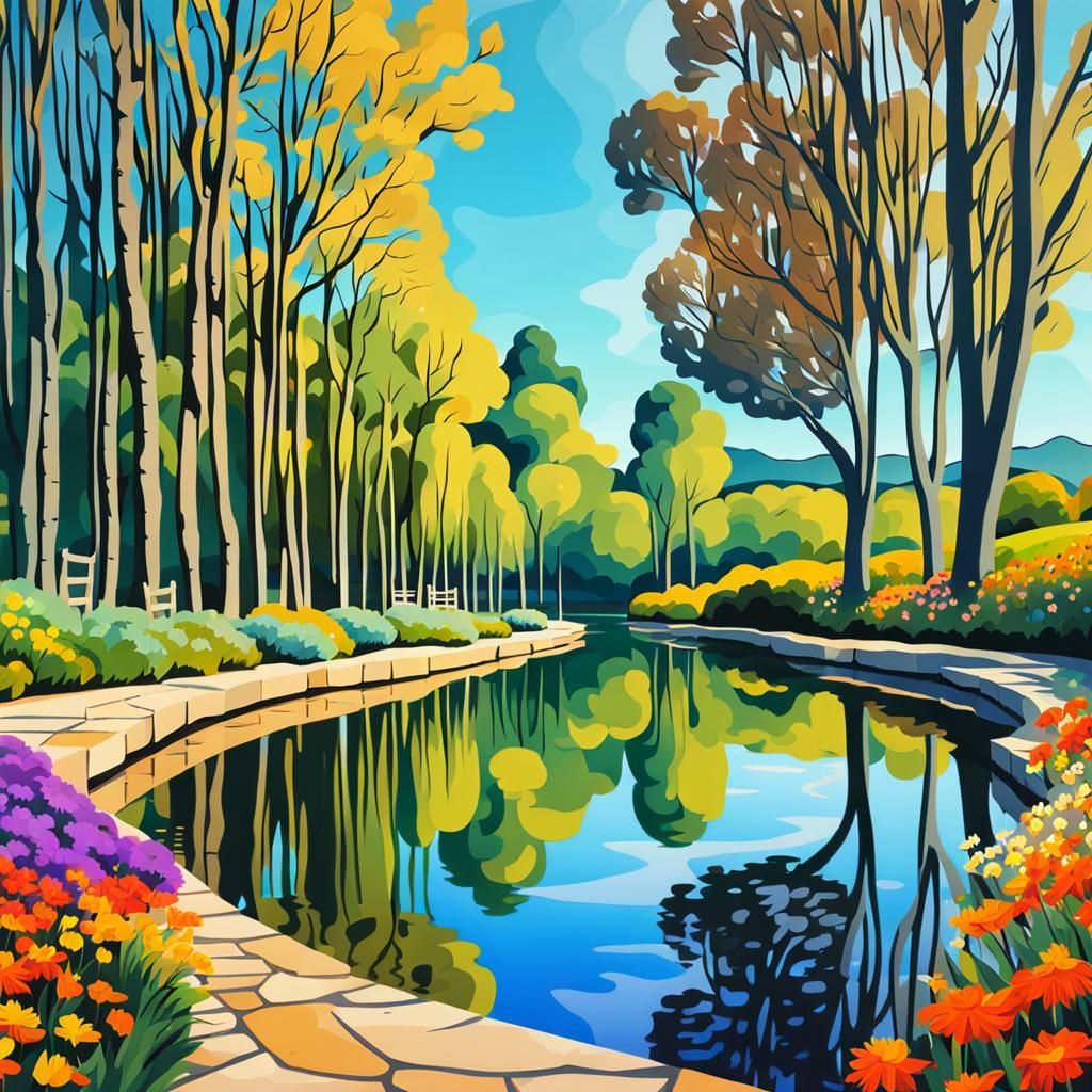 Lakeside reflection on water